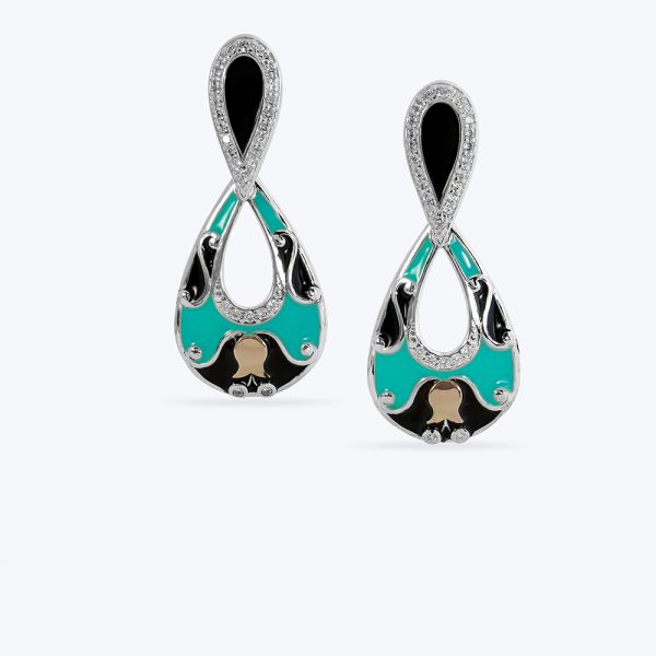 Сережки срібні з емаллю та фіанітами 475/1