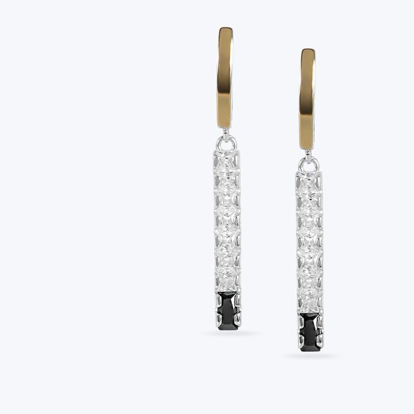 Сережки срібні з золотою накладкою та фіанітами 488/1