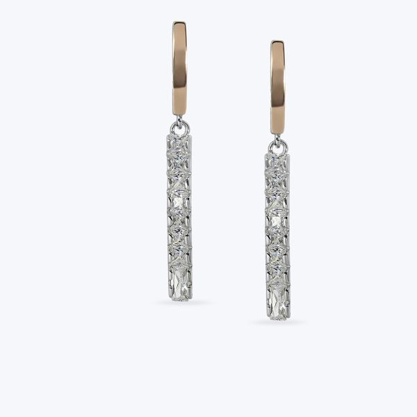 Сережки срібні з золотою накладкою та фіанітами 488