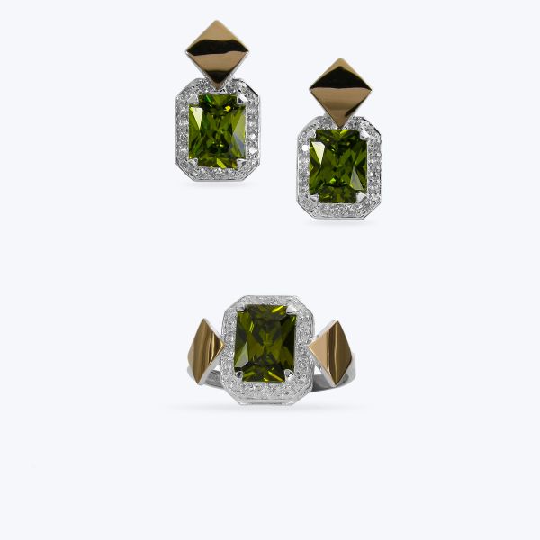 Комплект срібний з золотою накладкою та фіанітами 500