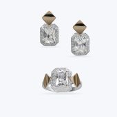 Комплект серебряный с золотой накладкой и фианитами 500