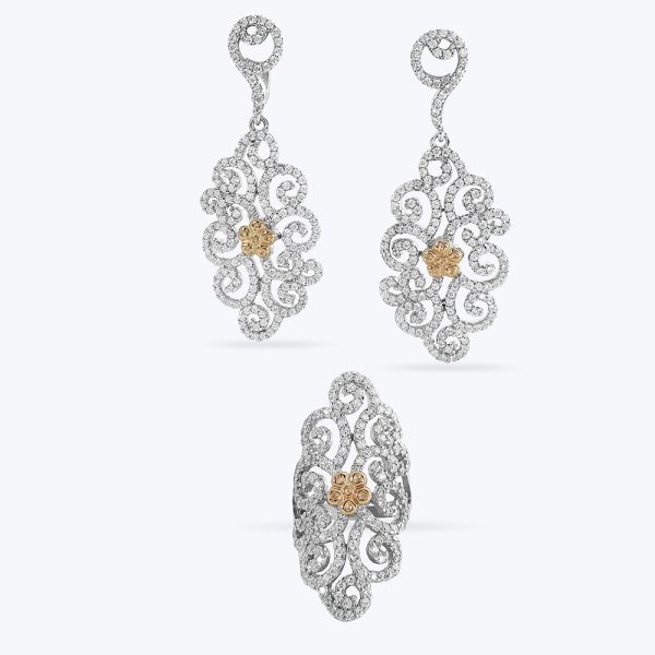 Комплект срібний родований з золотою накладкою і фіанітом 502