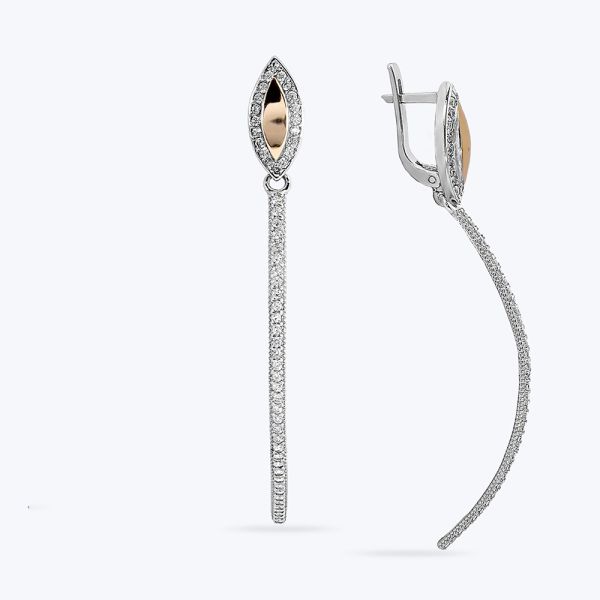 Сережки срібні з золотою накладкою та фіанітами 505