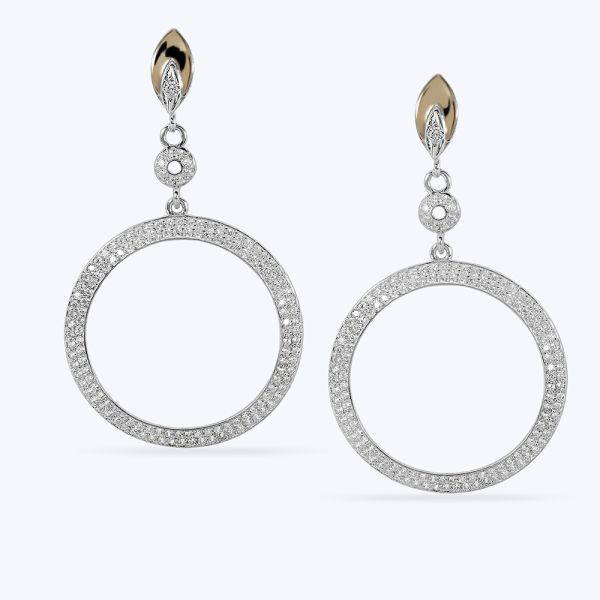 Сережки срібні з золотою накладкою та фіанітами 510