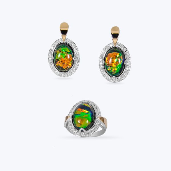 Комплект срібний  з золотою накладкою та фіанітами  516