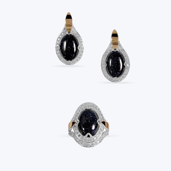 Комплект срібний з золотою накладкою та фіанітами 520