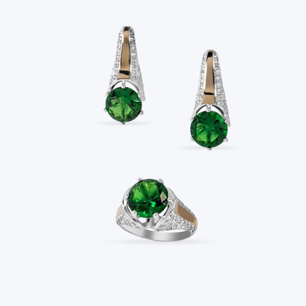 Комплект срібний з золотою накладкою 527