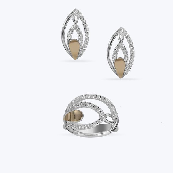 Комплект срібний з золотою накладкою та фіанітами 538