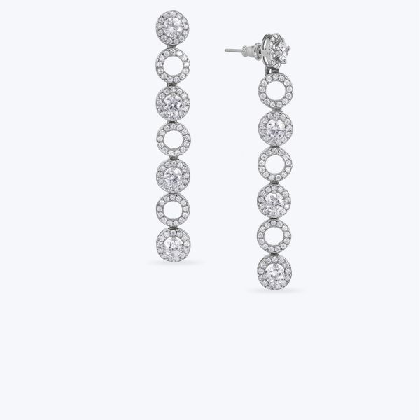 Сережки срібні з фіанітами  родовані 567