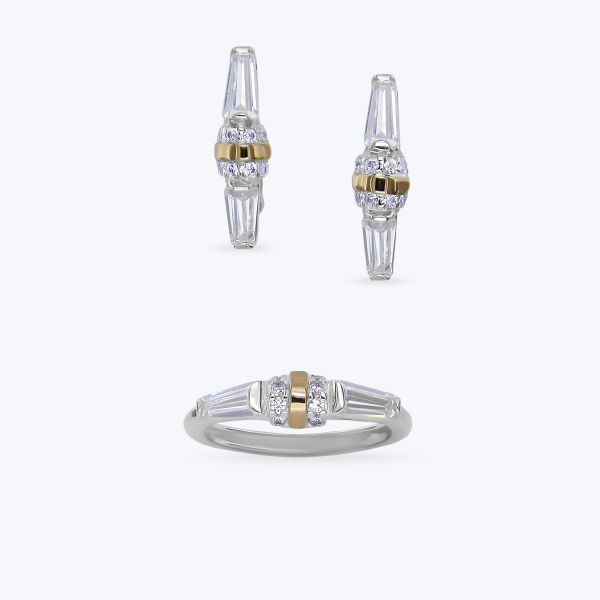 Комплект срібний з золотою накладкою та фіанітами 569