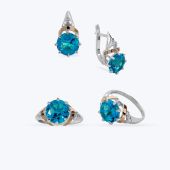 Комплект срібний з золотою накладкою та фіанітами 582