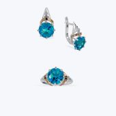 Комплект срібний з золотою накладкою та фіанітами 582