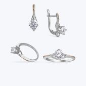 Серьги серебряные с золотой накладкой и фианитом 583