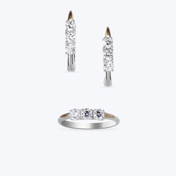 Комплект срібний з золотою накладкою та фіанітами 584