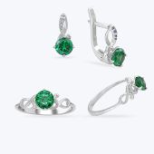 Комплект серебряный родированный с фианитами 585