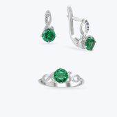 Комплект серебряный родированный с фианитами 585