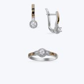 Комплект срібний з золотою накладкою та фіанітами 590