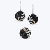 Комплект серебряный с золотой накладкой и фианитами 592