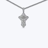 Крестик серебряный родированный с фианитами 599