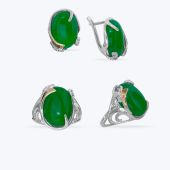 Комплект срібний з золотою накладкою і фіанітами 628