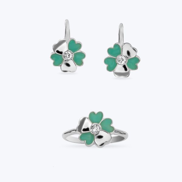 Комплект срібний з золотою накладкою та фіанітами 630