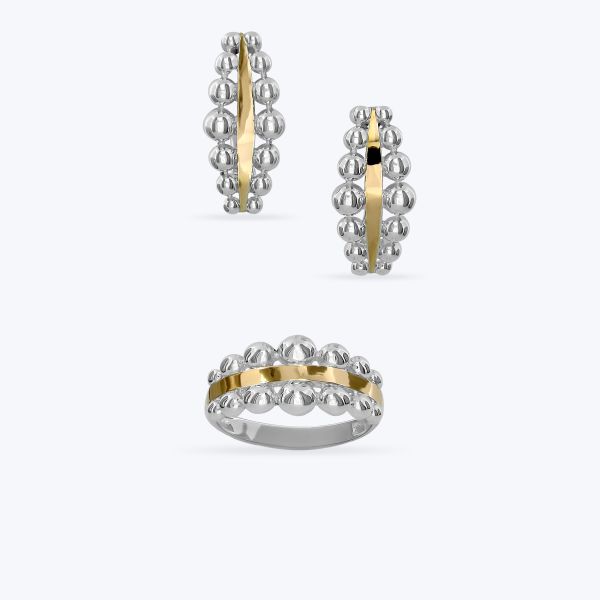 Комплект срібний з золотою накладкою та фіанітами 643