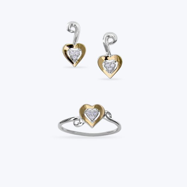 Комплект срібний з золотою накладкою та фіанітами 648