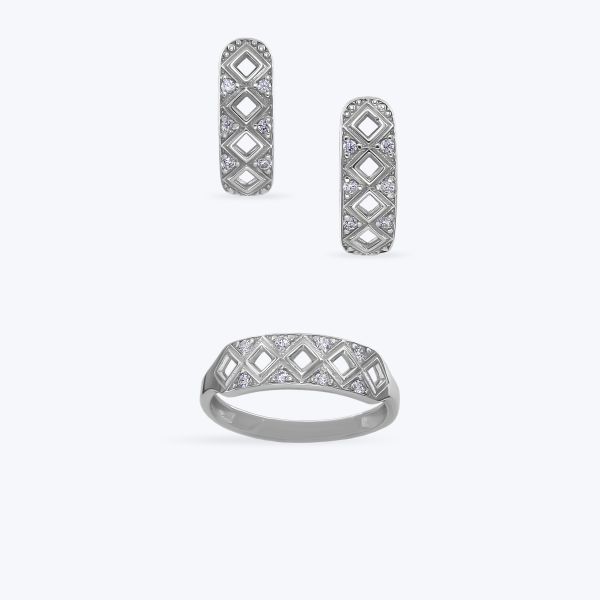 Комплект срібний родований з фіанітами 654