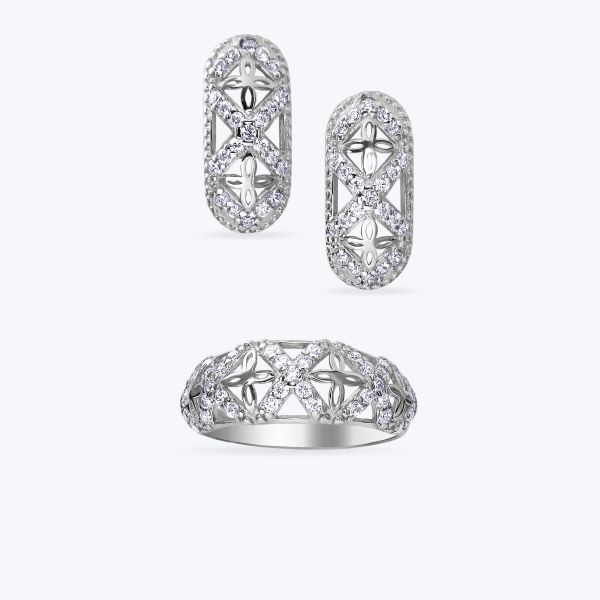 Комплект срібний родований з фіанітами 655