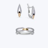 Комплект срібний з золотою накладкою та фіанітами 656