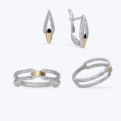 Комплект срібний з золотою накладкою та фіанітами 656