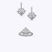 Комплект срібний родований з фіанітами 666