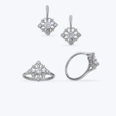 Комплект срібний родований з фіанітами 666