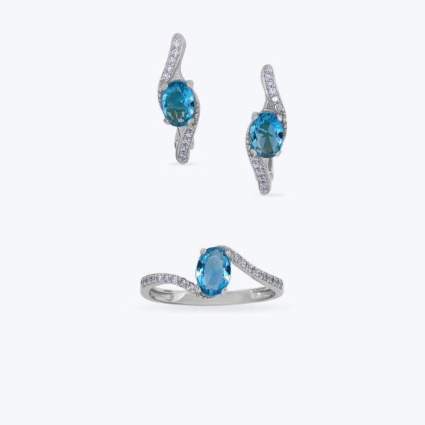 Комплект срібний родований з фіанітами 678