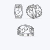 Комплект серебряный родированный с фианитами 679