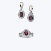 Комплект срібний з золотою накладкою та фіанітами 686