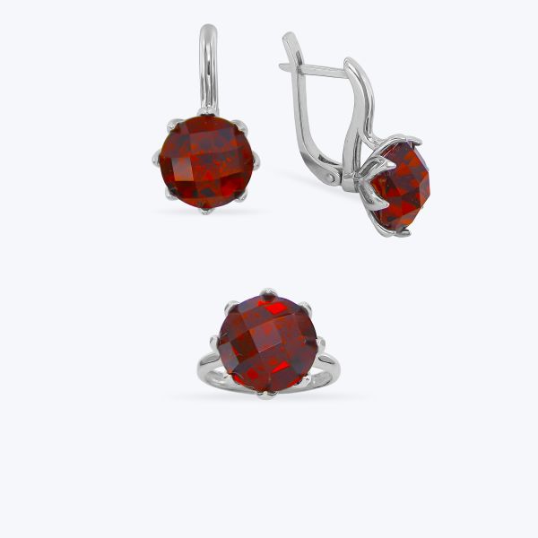 Комплект срібний родований з фіанітом 687