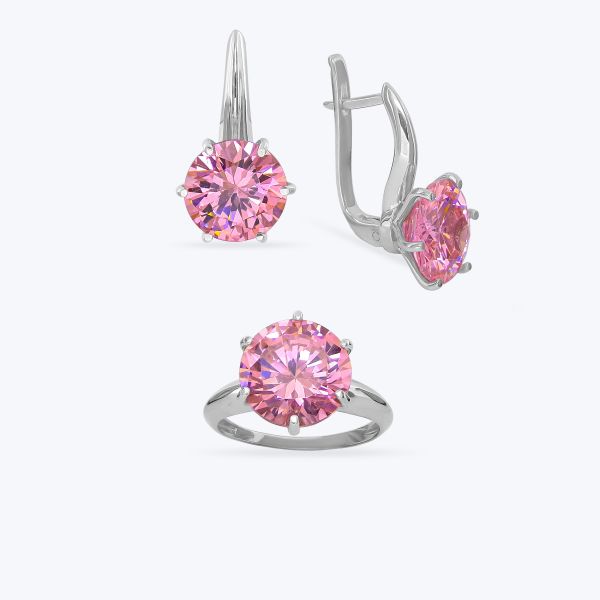 Комплект срібний родований з фіанітом 688