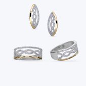 Комплект срібний з золотою накладкою і фіанітами 689