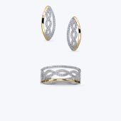 Комплект срібний з золотою накладкою і фіанітами 689