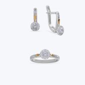 Комплект срібний з золотою накладкою та фіанітами 692