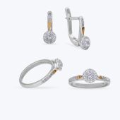 Комплект срібний з золотою накладкою та фіанітами 692