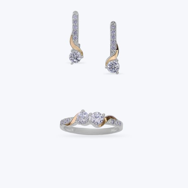 Комплект срібний з золотою накладкою і фіанітами 712