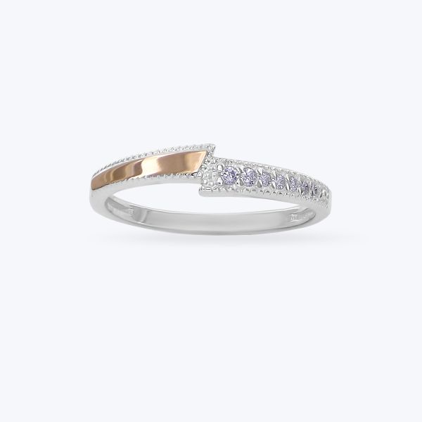 Каблучка срібна з золотою накладкою та фіанітами 713