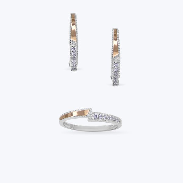 Комплект срібний з золотою накладкою та фіанітами 713