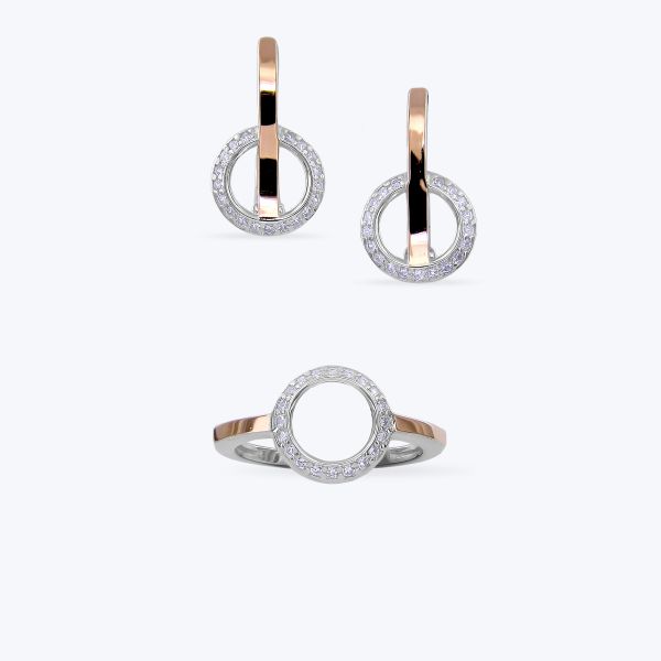 Комплект срібний з золотою накладкою та фіанітами 714