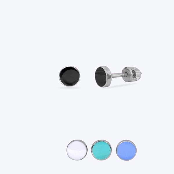 Сережки - пусети срібні з емаллю родовані 727