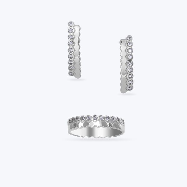 Комплект срібний родований з фіанітами 737