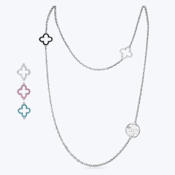 Кольє срібне родоване з емаллю 742/3