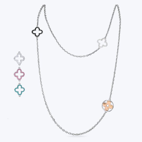 Кольє срібне з золотою накладкою та емаллю 742/3/з